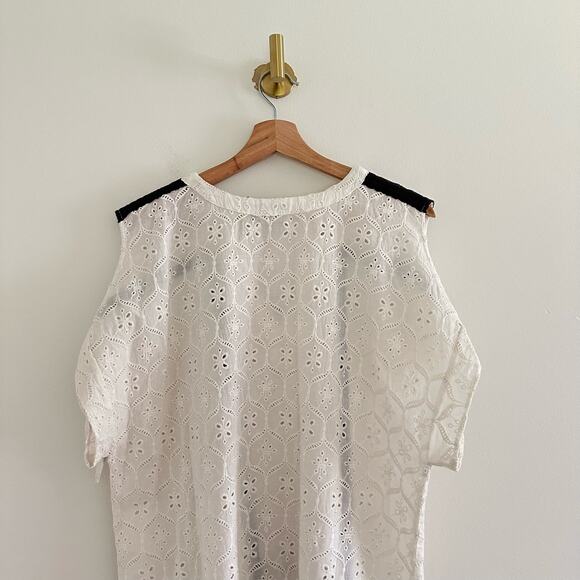 Anthropologie Hemant & Nandita Aditya Embroidered Eyelet Tassel Dress White M - Picture 12 of 12
